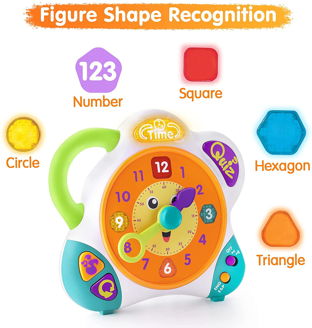 Bilingual Learning Clock English Spanish Tell Time Toy