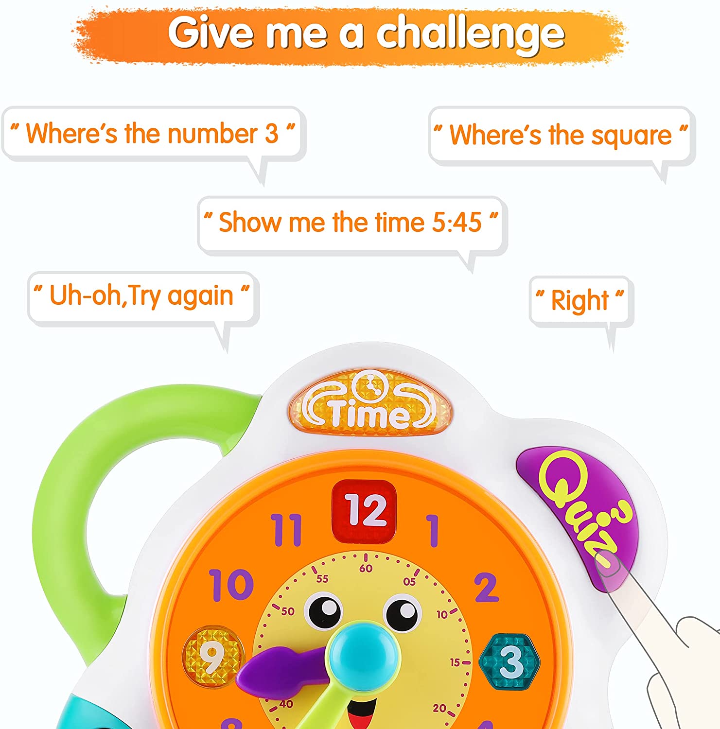Bilingual Learning Clock English Spanish Tell Time Toy