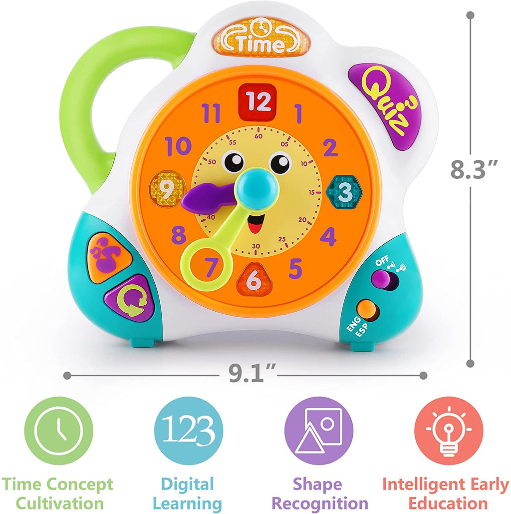 Bilingual Learning Clock English Spanish Tell Time Toy