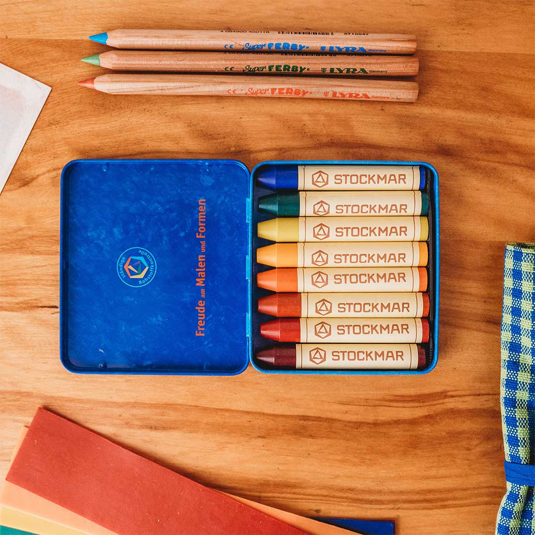 Beeswax Crayons - Waldorf Mix - 8 Sticks